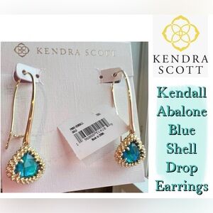 Kendra Scott, Abalone, Gold Drop Earrings, Caribbean blue stones, NEW with tags!